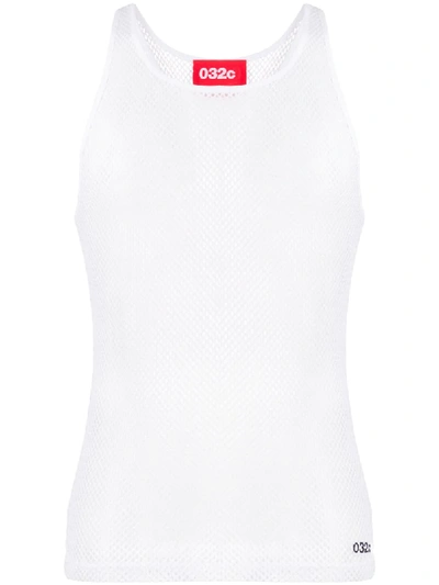 Shop 032c Embroidered Logo Mesh Tank Top In White