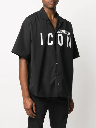 Shop Dsquared2 Logo Print Boxy Shirt In Black