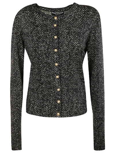 Shop Dolce & Gabbana Tweed Button Jacket