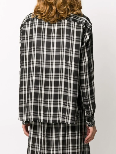 Shop Aspesi Checkered Long Sleeve Shirt In Black