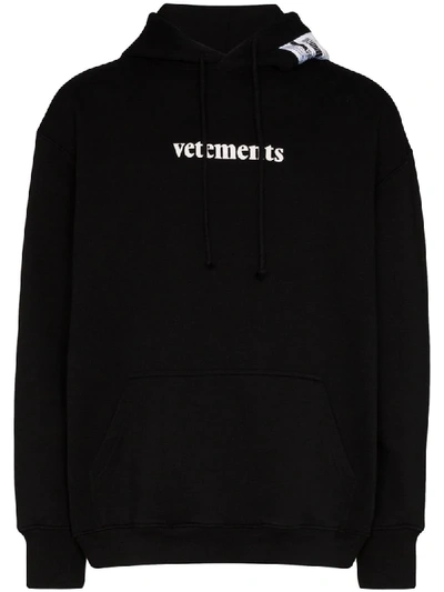 Shop Vetements Logo-print Hoodie In Black