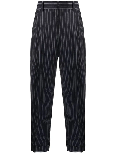 Shop Chloé Cropped Pinstripe Trousers In Blue