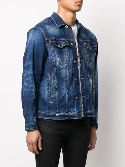 Shop Dsquared2 Jeansjacke Im Distressed-look In Blue