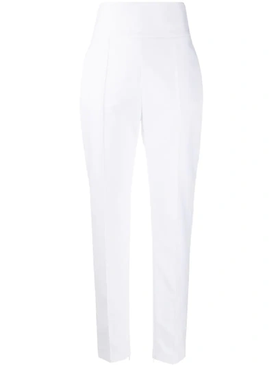 Shop Alexandre Vauthier High-waisted Slim-fit Trousers In White