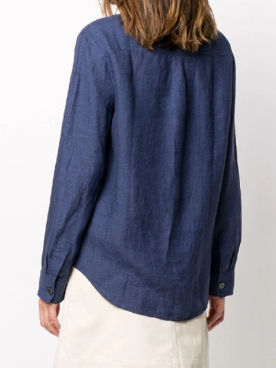 Shop Apc Long-sleeve Fitted Shirt In Blue