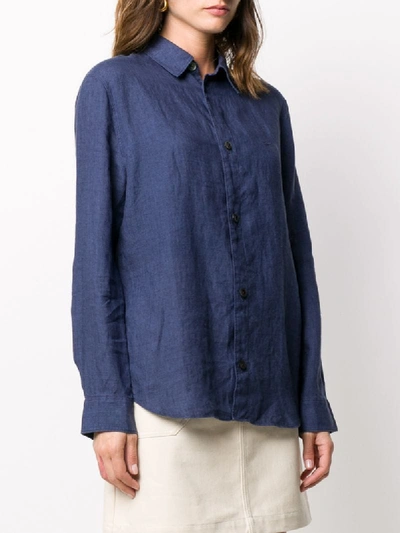 Shop Apc Long-sleeve Fitted Shirt In Blue