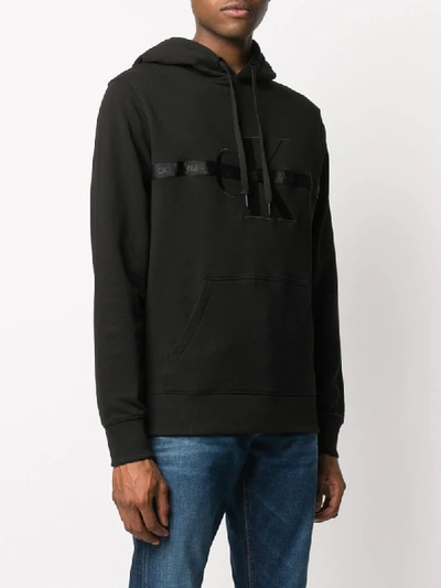 Shop Calvin Klein Jeans Est.1978 Logo-embroidered Hooded Sweatshirt In Black