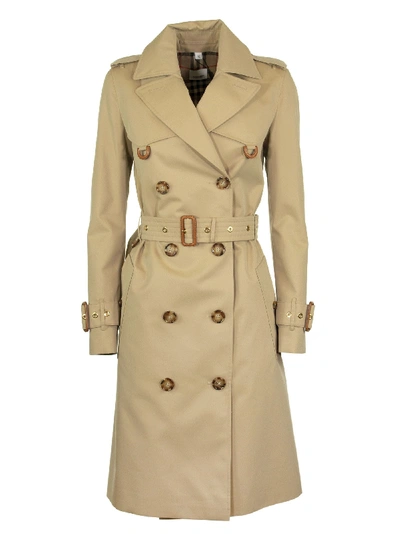 Shop Burberry Islington Leather D-ring Detail Cotton Gabardine Trench Coat