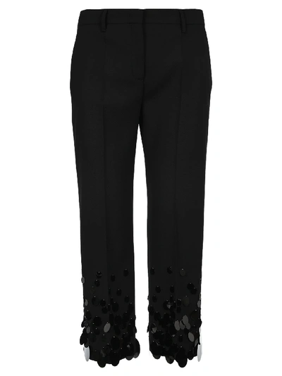 Shop Prada Cropped Sequin Disc Trousers In Black