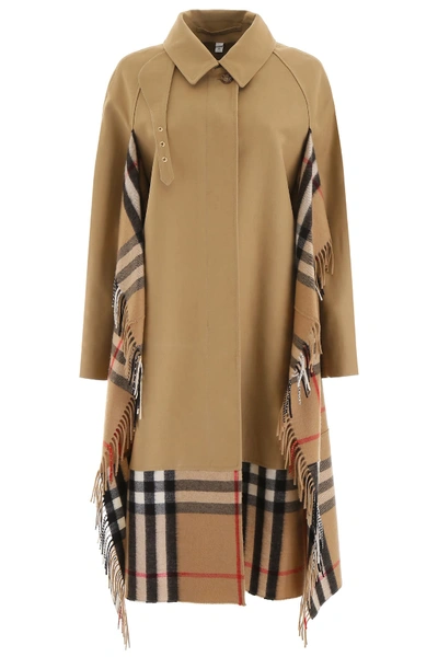 Shop Burberry Trench Coat With Scarf Inserts In Honey (beige)
