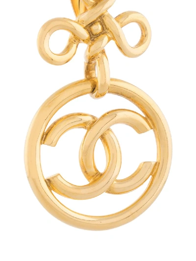 Pre-owned Chanel 2003 Cc Hoop Earrings In Gold