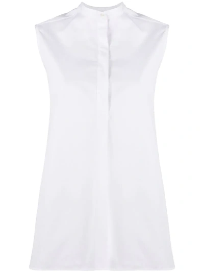 Shop Aspesi Mandarin Collar Sleeveless Blouse In White