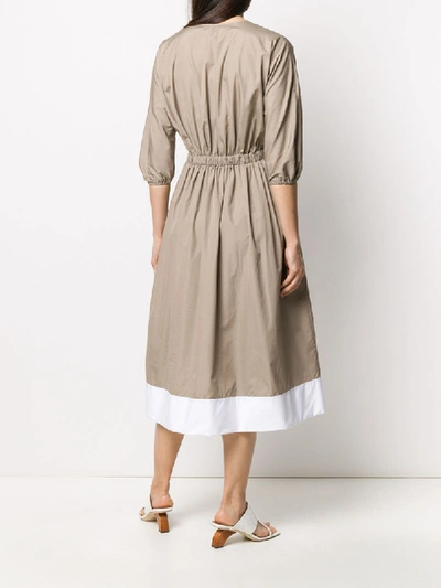Shop N°21 Contrast-hem V-neck Dress In Neutrals