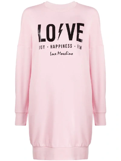 Shop Love Moschino Logo Sweat Dress In Pink