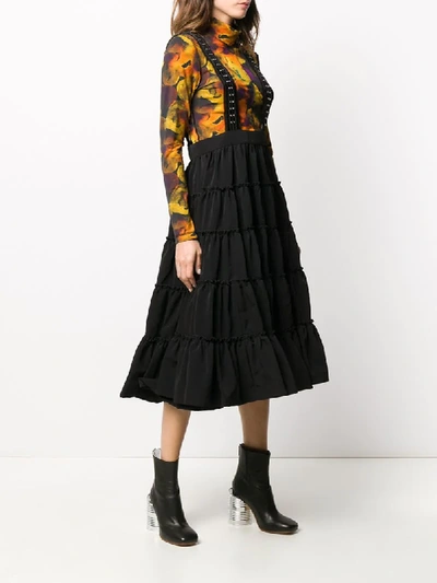 Shop Comme Des Garçons Flared Dungaree Skirt In Black