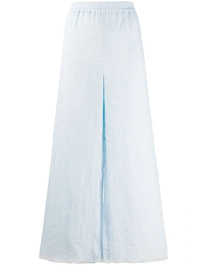 Shop Fabiana Filippi Frayed-hem Wide-leg Trousers In Blue