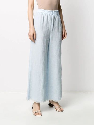 Shop Fabiana Filippi Frayed-hem Wide-leg Trousers In Blue