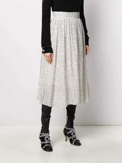 Shop Christopher Kane Polka Dot Print Pleated Skirt In White