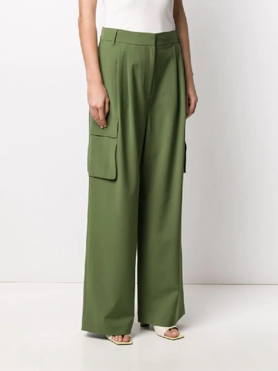 Shop Tibi Cargo Palazzo Trousers In Green