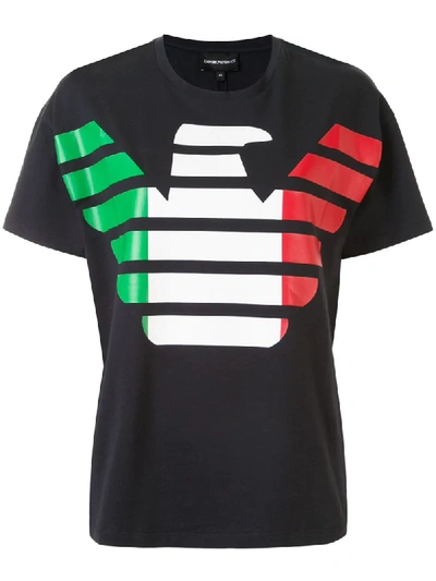 Shop Emporio Armani Italian Print T-shirt In Black