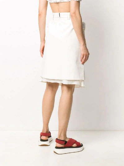 Shop Sunnei Double Layered Cargo Skirts In White