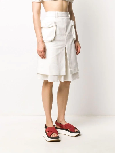 Shop Sunnei Double Layered Cargo Skirts In White