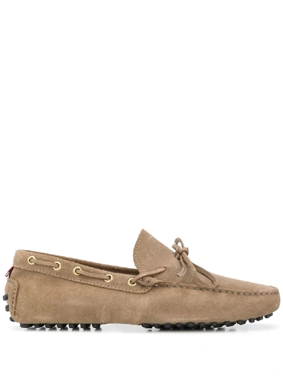 Shop Kiton Lace-fastening Flat Loafers In Brown