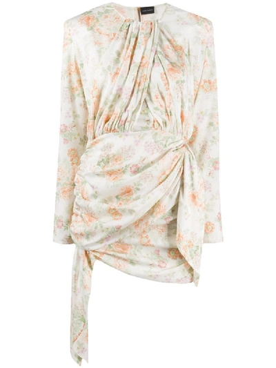 Shop Magda Butrym Sanremo Floral Print Asymmetric Dress In Neutrals