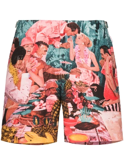 Shop Orlebar Brown Bulldog Sunshine Diners Printed Swim Shorts In Multicolour