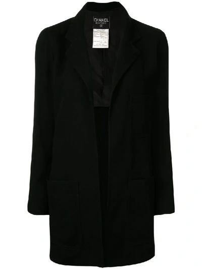 Pre-owned Chanel Front Opening Cc Blazer In Black