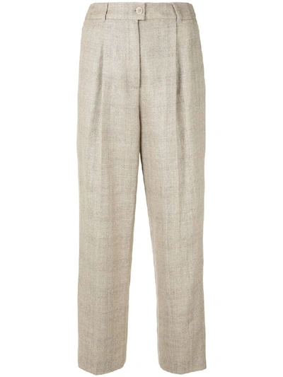 Shop Agnona Check High-waisted Trousers In Brown