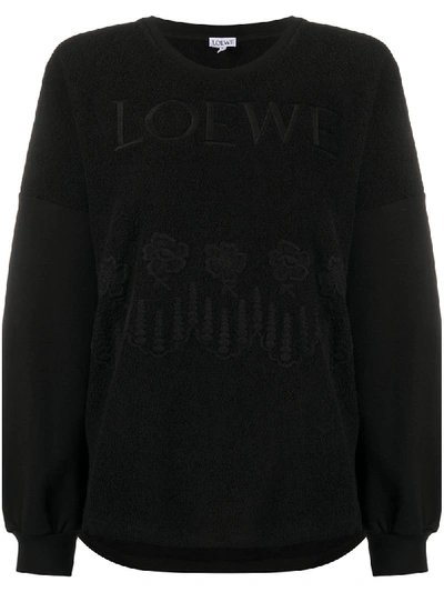 Shop Loewe Logo-embroidered French Terry-towelling Sweatshirt In Black