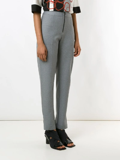 Shop Alcaçuz Tapered Front Zip Trousers In Grey