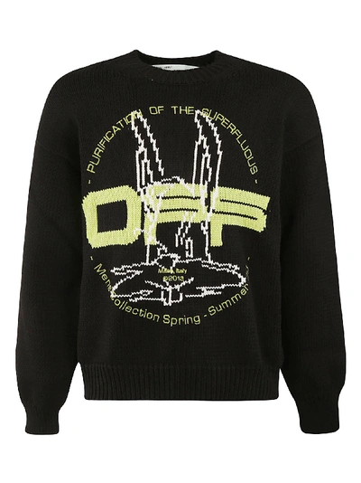 Shop Off-white Harry The Bunny Knit Crewneck Sweater In Black