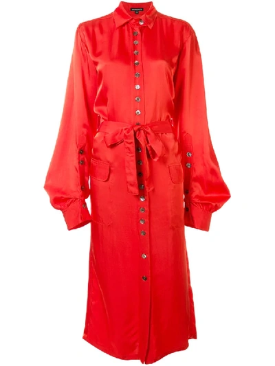 Shop Ann Demeulemeester Belted Shirt Dress In Red