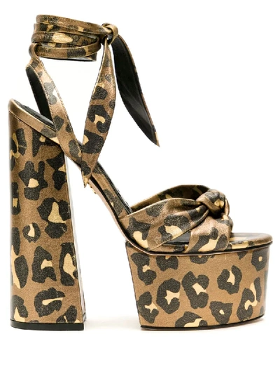 Shop Andrea Bogosian Rosalinda Leopard-print Sandals In Gold