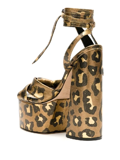 Shop Andrea Bogosian Rosalinda Leopard-print Sandals In Gold