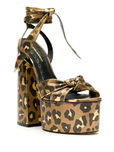 Shop Andrea Bogosian Rosalinda Leopard-print Sandals In Gold