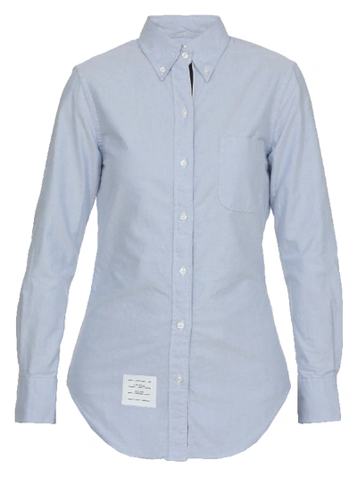 Shop Thom Browne Button Down Shirt In Light Blue