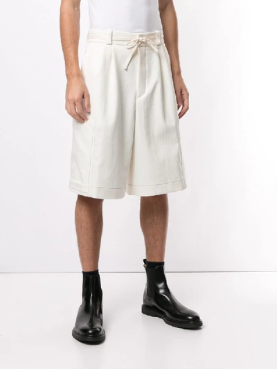 Shop Jil Sander String-belt Drop-crotch Shorts In White