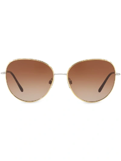 Shop Dolce & Gabbana Aviator-frame Sunglasses In Gold