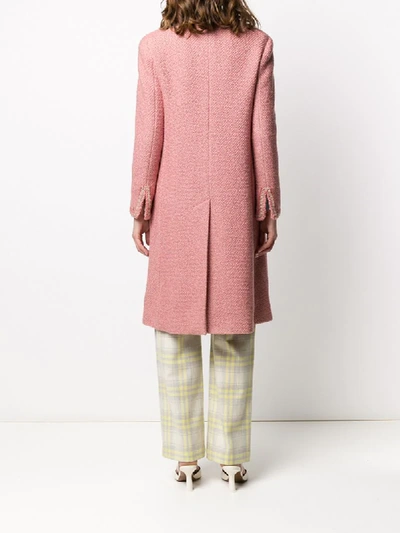 Pre-owned Chanel 1990s Bouclé Long-line Coat In Pink