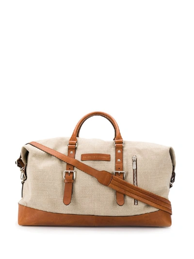 Shop Brunello Cucinelli Contrast Handle Holdall In Brown
