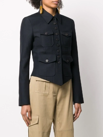 Shop Chloé Military Fitted Jacket In Blue