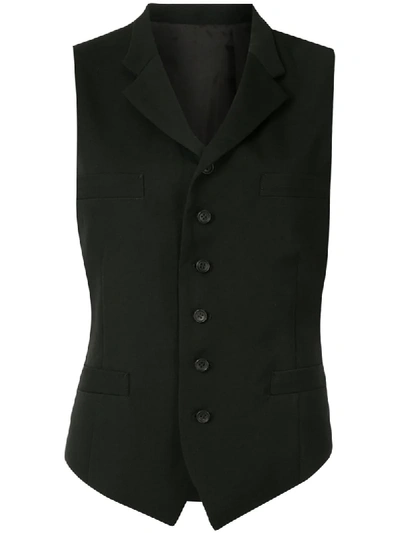 Shop Yohji Yamamoto Notched Lapel Vest In Black