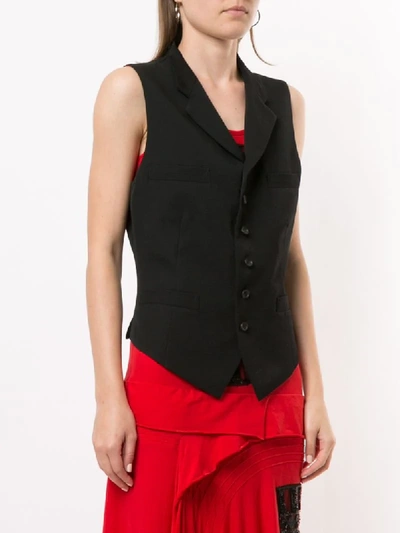 Shop Yohji Yamamoto Notched Lapel Vest In Black