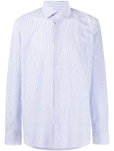 Shop Hugo Boss Long Sleeved Striped Shirt In Blue