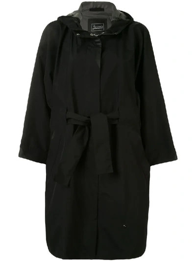 Shop Herno Gore Loose-fit Hooded Coat In Black