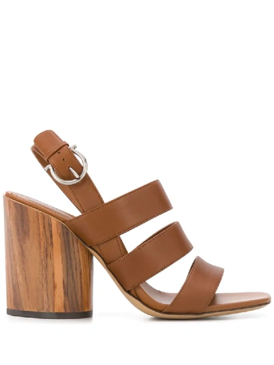 Shop Ferragamo Trezze 85mm Sandals In Brown