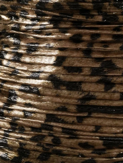 Shop Saint Laurent Leopard-print One-shoulder Pleated Dress In Brown